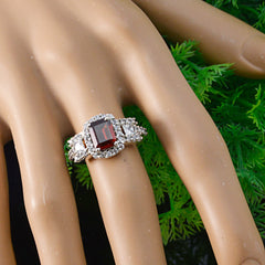 Garnet Halo Moroccan Silver Red Gems Classic Graceful Ring Jewelry