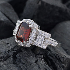 Garnet Halo Moroccan Silver Red Gems Classic Graceful Ring Jewelry