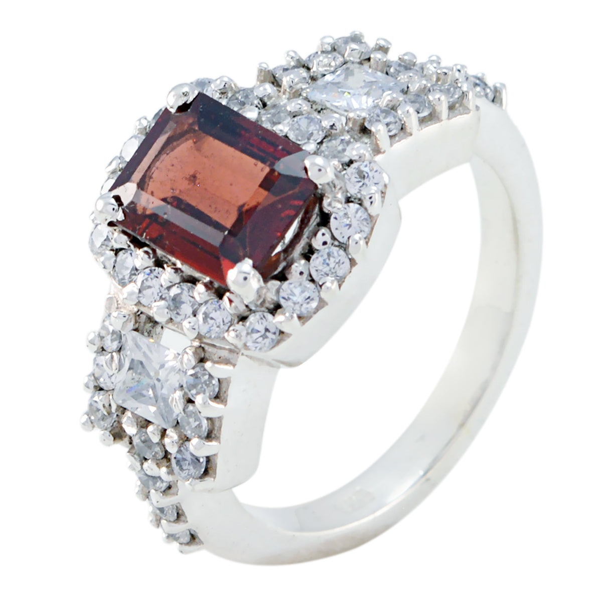 Garnet Halo Moroccan Silver Red Gems Classic Graceful Ring Jewelry