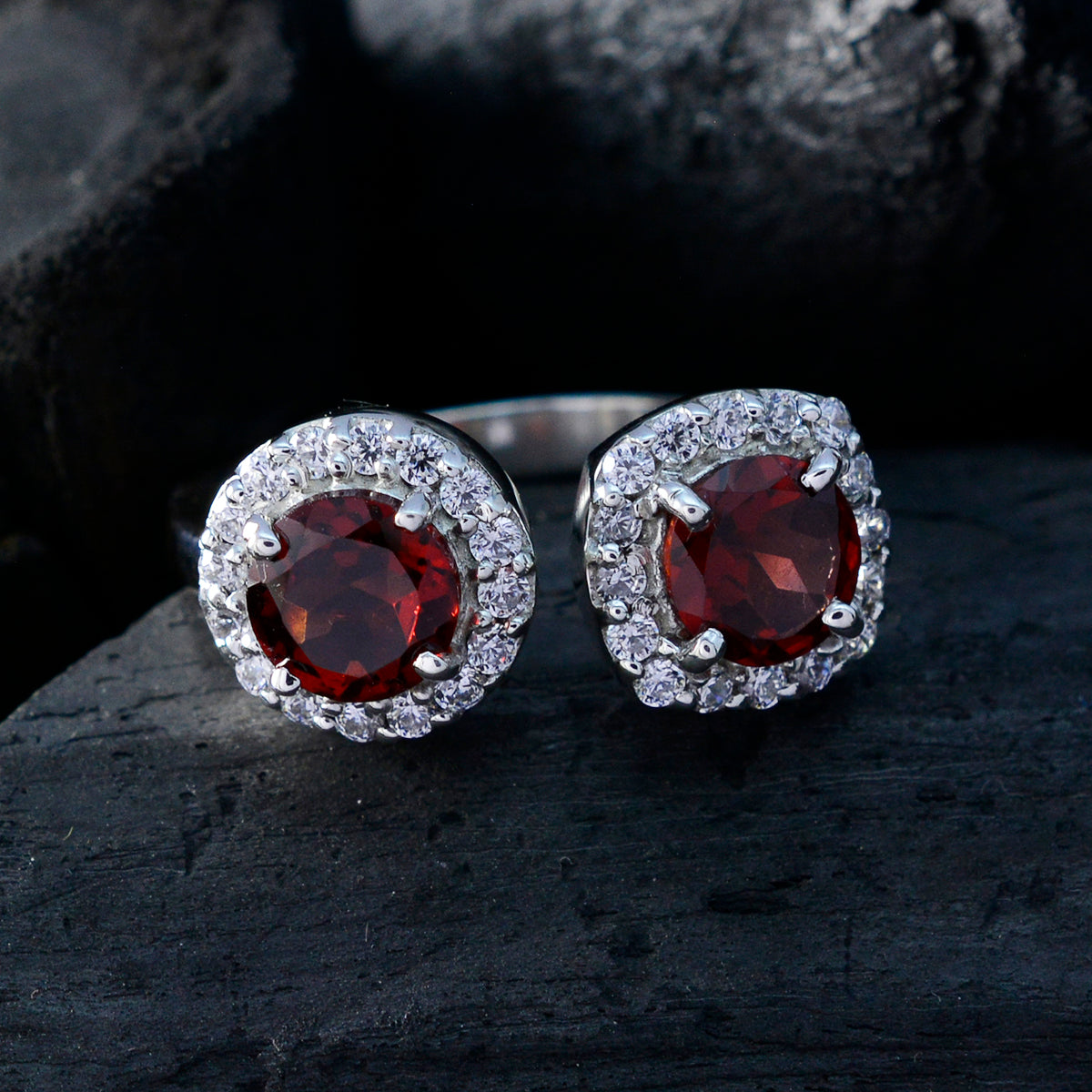 Granat Toi et Moi Indischer 925 Sterling Silber Roter Edelstein Winziger femininer Ring Schmuck