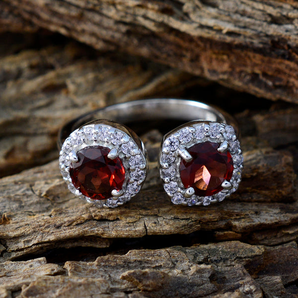 Garnet Toi et Moi Indian 925 Sterling Silver Red Gemstone Tiny Feminine Ring Jewelry