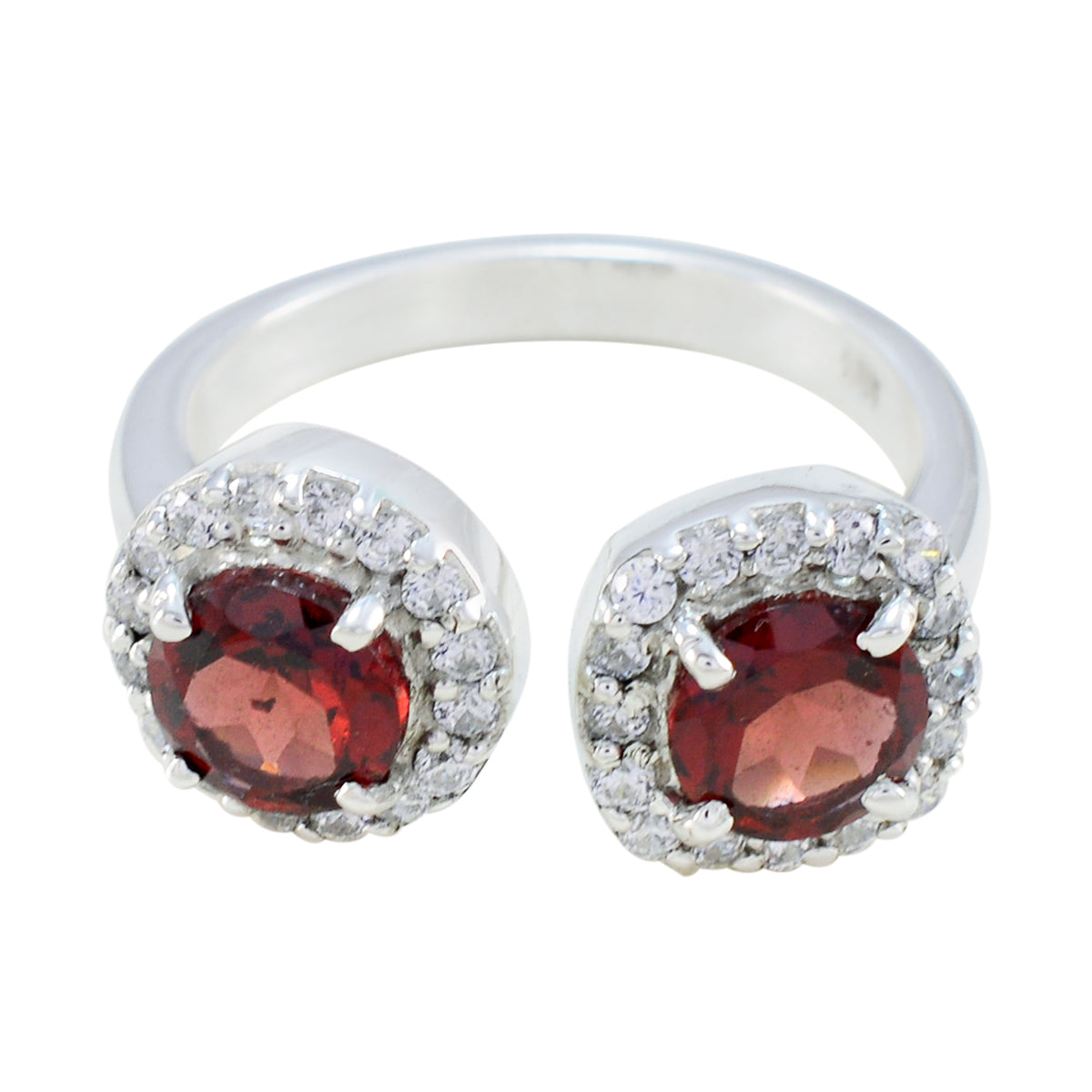 Garnet Toi et Moi Indian 925 Sterling Silver Red Gemstone Tiny Feminine Ring Jewelry Imagen principal del producto