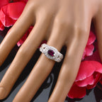 Garnet Halo African 925 Silver Red Gems Classic Contemporary Ring Jewelry