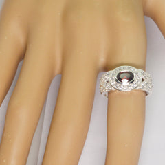 Garnet Halo African 925 Silver Red Gems Classic Contemporary Ring Jewelry