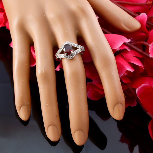 Garnet Halo Indian 92.5 Silver Red Gems Tiny Contemporary Ring Jewelry