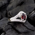 Garnet Halo Indian 92.5 Silver Red Gems Tiny Contemporary Ring Jewelry