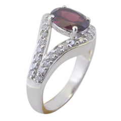 Garnet Halo Indian 92.5 Silver Red Gems Tiny Contemporary Ring Jewelry