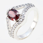 Garnet Halo Indian 92.5 Silver Red Gems Tiny Contemporary Ring Jewelry