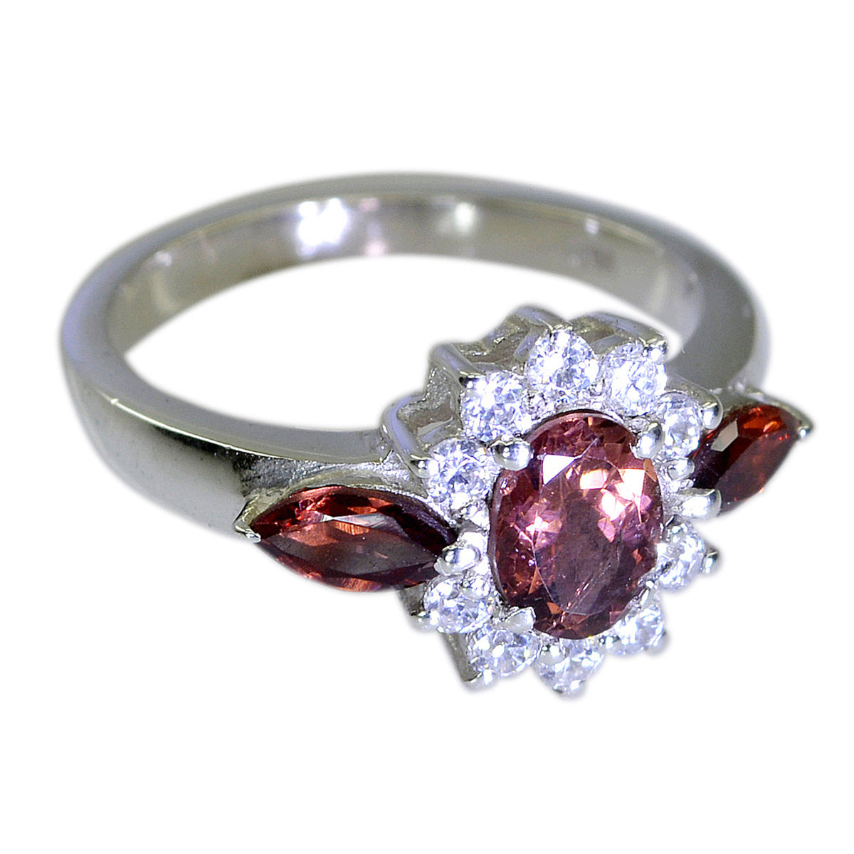 Garnet Trilogy African 925 Silver Red Gems Tiny Boho Ring Jewellery Immagine principale del prodotto