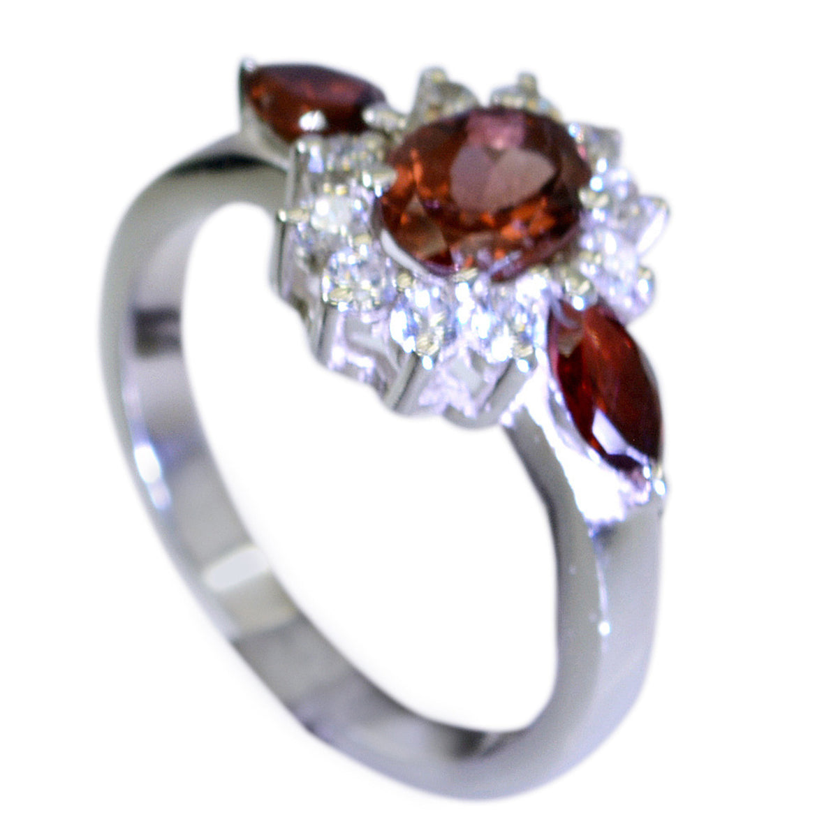 Garnet Trilogy African 925 Silver Red Gems Tiny Boho Ring Jewellery
