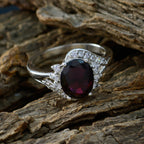 Garnet Halo French 925 Sterling Silver Red Gems Slim Boho Ring Jewellery