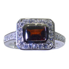 Garnet Halo Russian 925 Silver Red Gems Minimal Luxurious Ring Jewelry