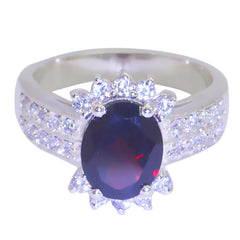 Garnet Halo Russian 925 Sterling Silver Red Gemstone Classic Modern Ring Jewellery