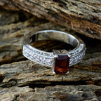 Garnet Halo French 925 Sterling Silver Red Gemstones Minimal Sophisticated Ring Jewellery