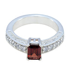 Garnet Halo French 925 Sterling Silver Red Gemstones Minimal Sophisticated Ring Jewellery