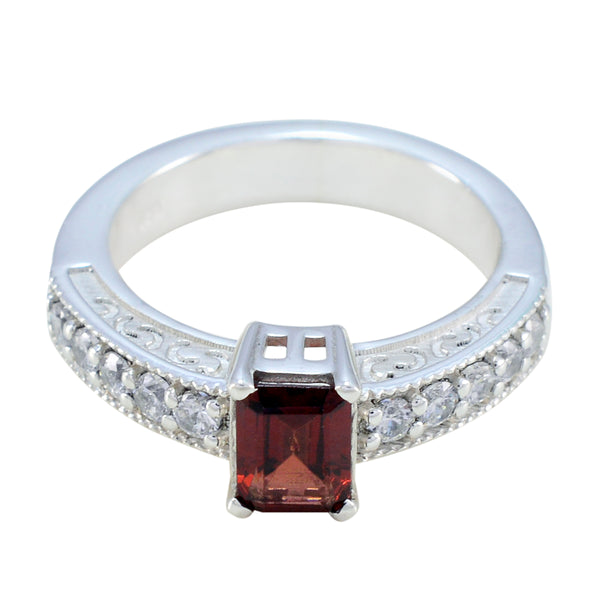 Garnet Halo French 925 Sterling Silver Red Gemstones Minimal Sophisticated Ring Jewellery