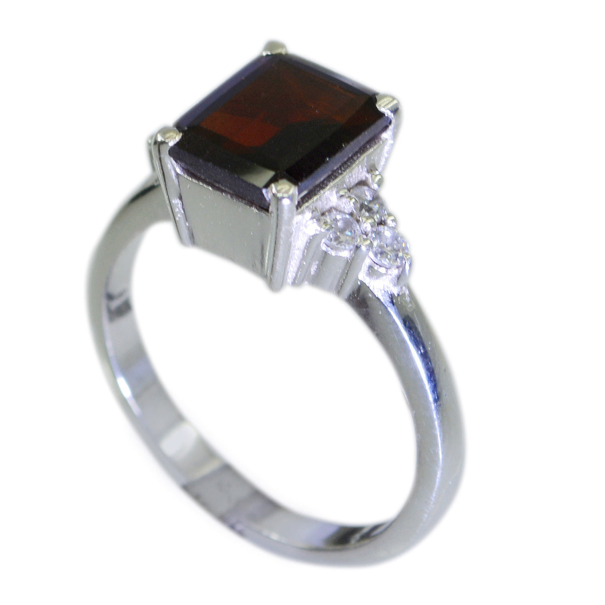Granat Halo Indischer 92,5 Silber Roter Edelstein Schmaler Abstrakter Ring Schmuck Hauptbild