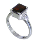 Garnet Halo Indian 92.5 Silver Red Gemstone Slim Abstract Ring Jewellery
