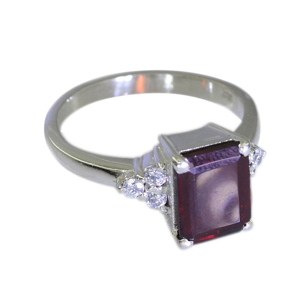 Garnet Halo Indian 92.5 Silver Red Gemstone Slim Abstract Ring Jewellery