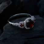 Garnet Halo Moroccan 925 Silver Red Gemstones Slim Cultural Ring Jewellery