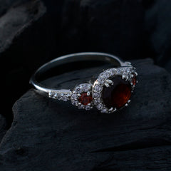 Garnet Halo Moroccan 925 Silver Red Gemstones Slim Cultural Ring Jewellery