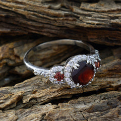Garnet Halo Moroccan 925 Silver Red Gemstones Slim Cultural Ring Jewellery
