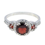 Garnet Halo Moroccan 925 Silver Red Gemstones Slim Cultural Ring Jewellery