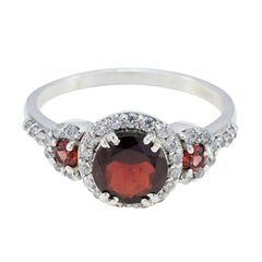 Garnet Halo Moroccan 925 Silver Red Gemstones Slim Cultural Ring Jewellery
