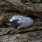 Garnet Halo French 92.5 Silver Red Gems Edgy Contemporary Ring Jewellery