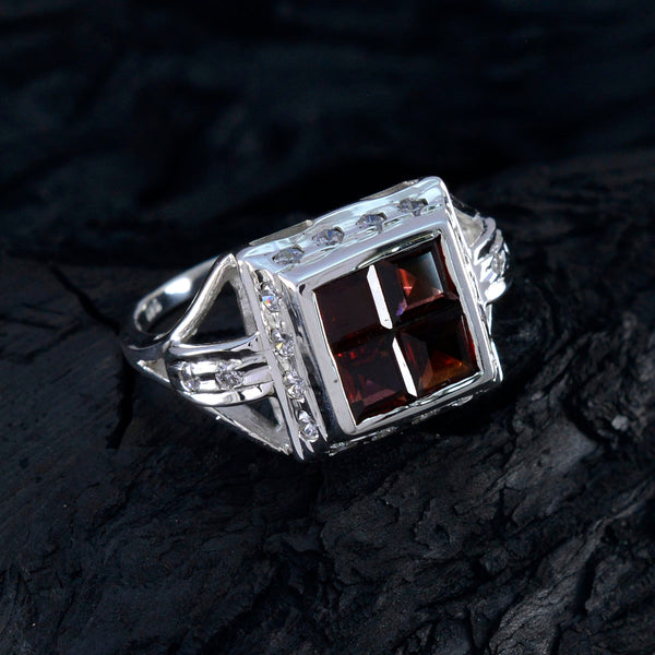 Garnet Halo Japanese Sterling Silver Red Gemstones Whisper thin Trendy Ring Jewellery