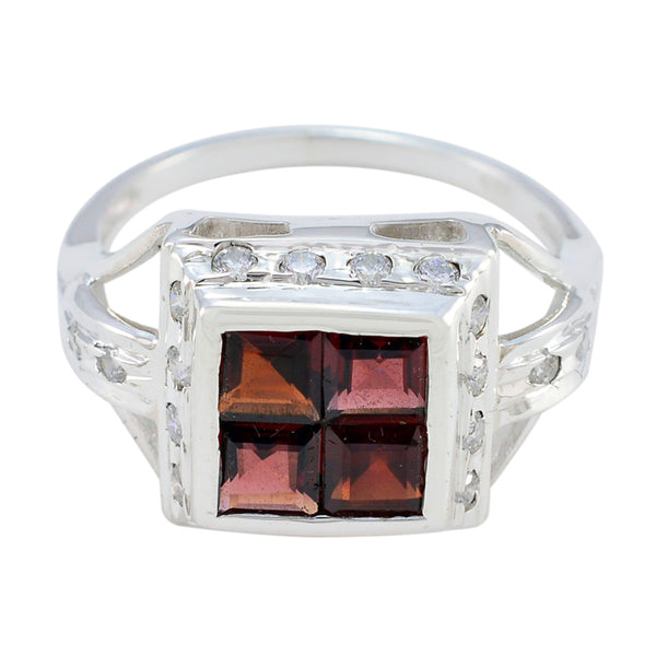 Garnet Halo Japanese Sterling Silver Red Gemstones Whisper thin Trendy Ring Jewellery