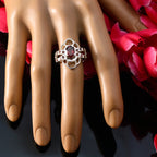 Garnet Halo Indian 92.5 Silver Red Gemstones Mid weight Trendy Ring Jewellery