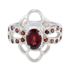 Garnet Halo Indian 92.5 Silver Red Gemstones Mid weight Trendy Ring Jewellery