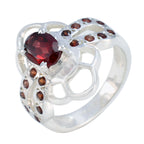 Garnet Halo Indian 92.5 Silver Red Gemstones Mid weight Trendy Ring Jewellery