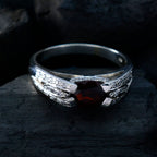 Garnet Halo Egyptian 925 Silver Red Gems Classic Artisan Ring Jewellery