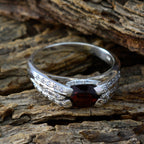 Garnet Halo Egyptian 925 Silver Red Gems Classic Artisan Ring Jewellery
