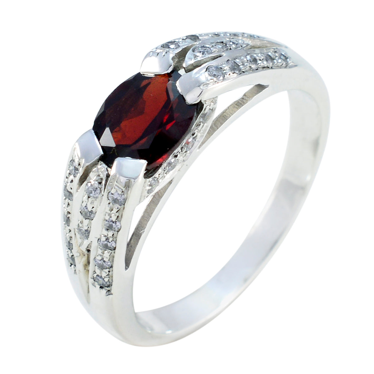Garnet Halo Egyptian 925 Silver Red Gems Classic Artisan Ring Jewellery