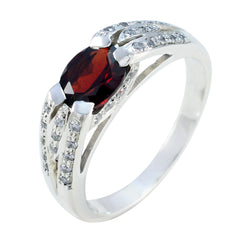 Garnet Halo Egyptian 925 Silver Red Gems Classic Artisan Ring Jewellery