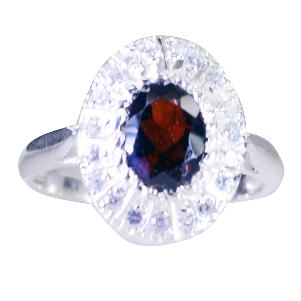 Garnet Halo Moroccan Silver Red Gemstones Tiny Luxurious Ring Jewellery