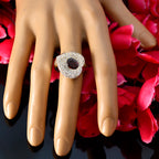 Garnet Halo Russian Sterling Silver Red Gemstones Eye catching Modern Ring Jewellery