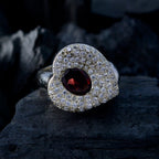 Garnet Halo Russian Sterling Silver Red Gemstones Eye catching Modern Ring Jewellery