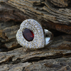 Garnet Halo Russian Sterling Silver Red Gemstones Eye catching Modern Ring Jewellery