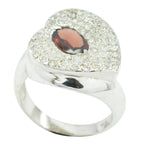 Garnet Halo Russian Sterling Silver Red Gemstones Eye catching Modern Ring Jewellery