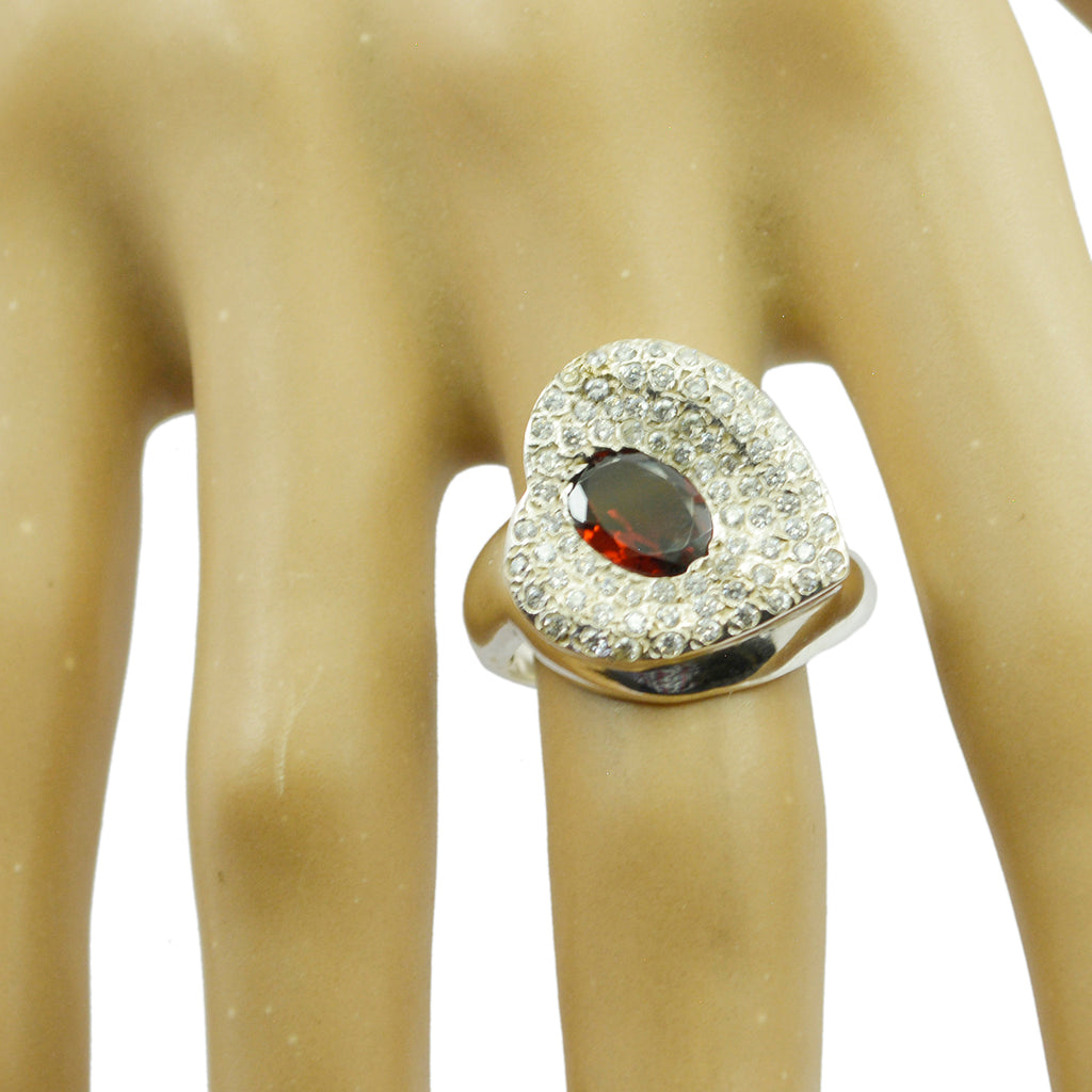 Garnet Halo Russian Sterling Silver Red Gemstones Eye catching Modern Ring Jewellery