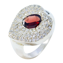 Garnet Halo Russian Sterling Silver Red Gemstones Eye catching Modern Ring Jewellery