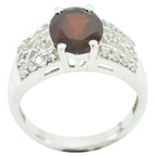 Garnet Halo Egyptian 92.5 Silver Red Gemstone Tiny Modern Ring Jewellery