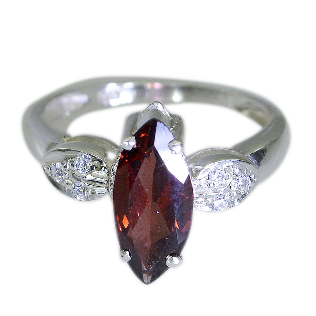 Garnet Halo Korean Silver Red Gems Dainty Fairytale Ring Jewellery メイン画像