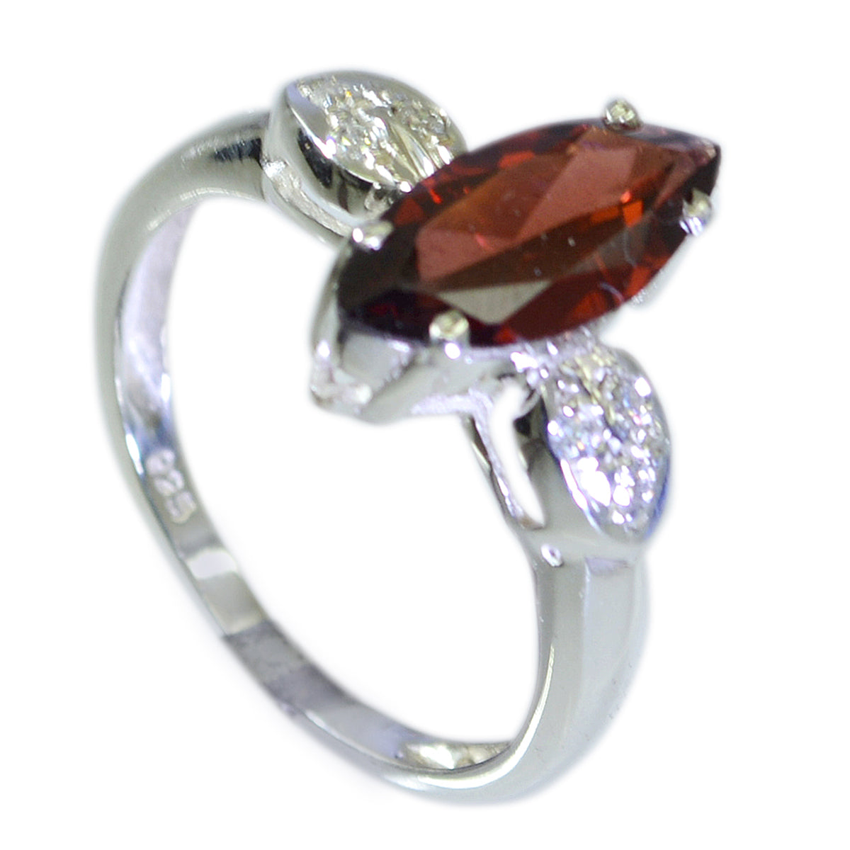 Garnet Halo Korean Silver Red Gems Dainty Fairytale Ring Jewellery