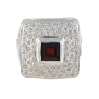 Garnet Halo Moroccan Silver Red Gemstones Versatile Modern Ring Jewellery