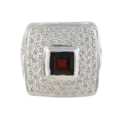 Garnet Halo Moroccan Silver Red Gemstones Versatile Modern Ring Jewellery